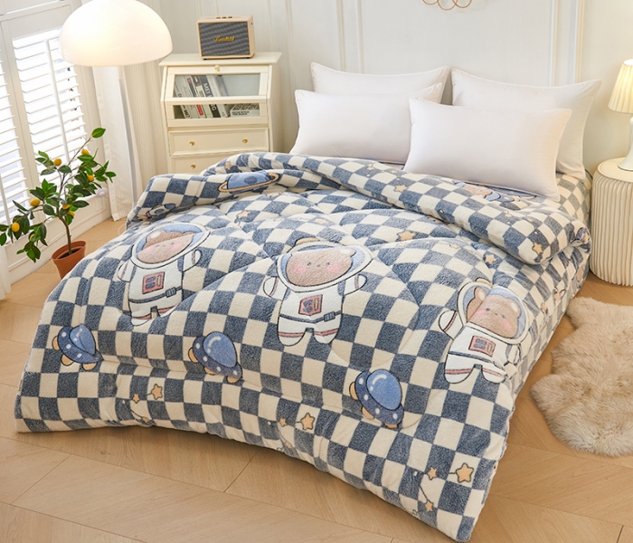 91家纺网 家纺一手货源 找家纺 被多多 2022新款高克重双面雪花绒印花冬被 太空漫游