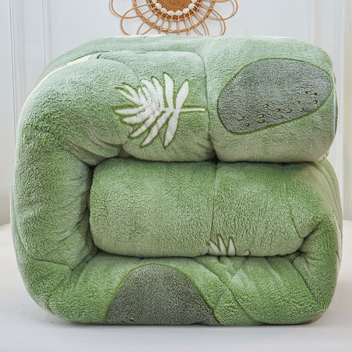 91家纺网 家纺一手货源 找家纺 被多多 2022新款高克重双面雪花绒印花冬被 牛油果