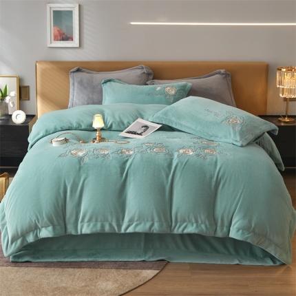 91家纺网 家纺一手货源 找家纺 （总）名品优仓2022新款牛奶绒刺绣四件套-花恋