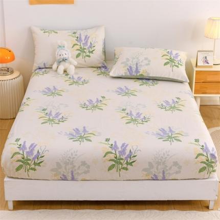 91家纺网 家纺一手货源 找家纺 名兮 2022新款全棉印花床笠 薰衣草