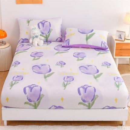 91家纺网 家纺一手货源 找家纺 名兮 2022新款全棉印花床笠 郁金香