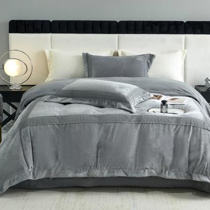 91家纺网 家纺一手货源 找家纺 2023新款TS简尚时尚婴肤绒四件套 简尚 绅士灰