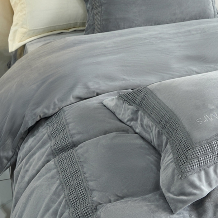 91家纺网 家纺一手货源 找家纺 2023新款TS简尚时尚婴肤绒四件套 简尚 绅士灰