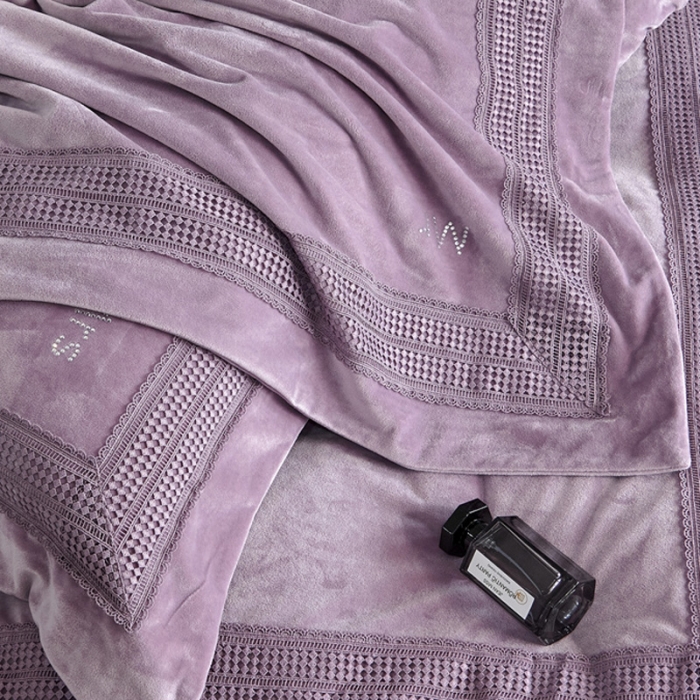 91家纺网 家纺一手货源 找家纺 2023新款TS简尚时尚婴肤绒四件套 简尚 丁香紫