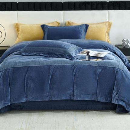 91家纺网 家纺一手货源 找家纺 2023新款TS简尚时尚婴肤绒四件套 简尚 海洋蓝