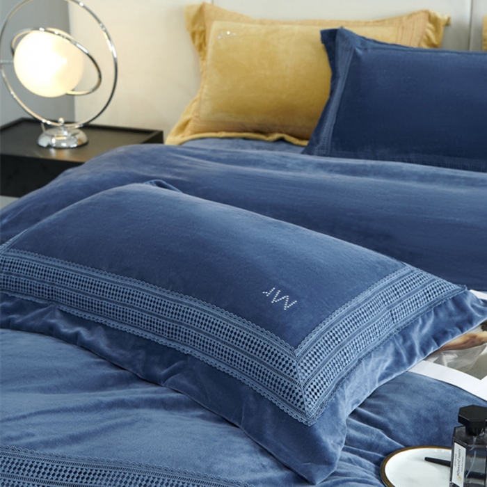 91家纺网 家纺一手货源 找家纺 2023新款TS简尚时尚婴肤绒四件套 简尚 海洋蓝