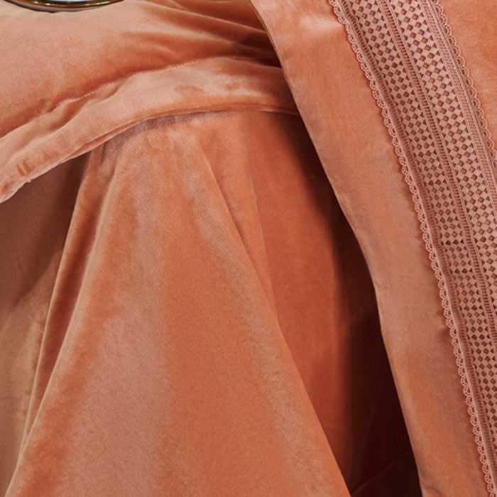 91家纺网 家纺一手货源 找家纺 榻尚2023新款TS简尚时尚婴肤绒四件套 简尚 暖橘色