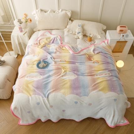 91家纺网 家纺一手货源 找家纺 慕尚2022新款雪花绒毛毯印花牛奶绒盖毯沙发午睡毯子梦幻彩虹