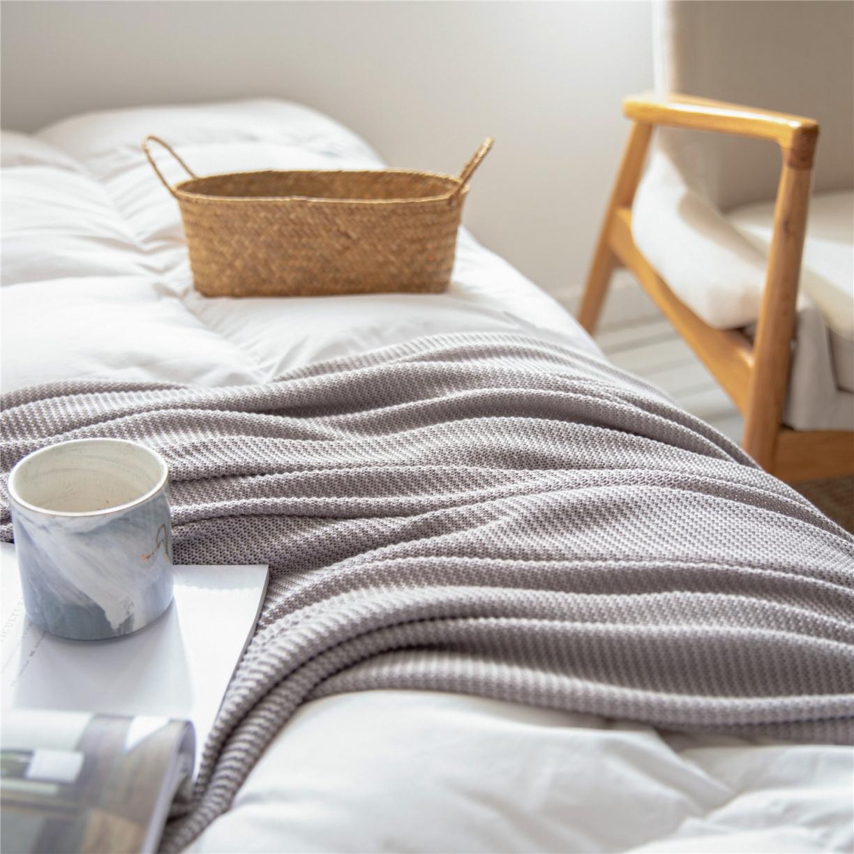 91家纺网 家纺一手货源 找家纺 暖绵绵家纺 新品竹纤维桑德拉针织毯子线毯 灰色