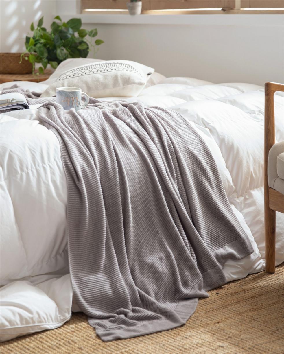 91家纺网 家纺一手货源 找家纺 暖绵绵家纺 新品竹纤维桑德拉针织毯子线毯 灰色