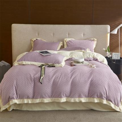91家纺网 家纺一手货源 找家纺 名品优仓 2022新款加厚雕花绒系列四件套-都市生活 幸福紫