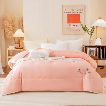 91家纺网 家纺一手货源 找家纺 鹏程2022新款山茶花磨毛大豆冬被-山茶花系列 山茶花-粉玉