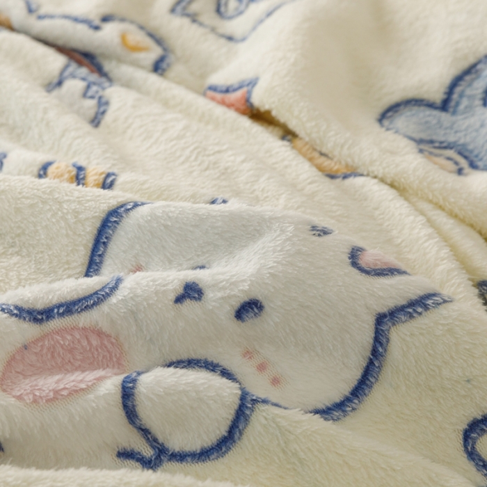 91家纺网 家纺一手货源 找家纺 慕尚2022新款雪花绒毛毯印花牛奶绒盖毯沙发午睡毯子动物巴士