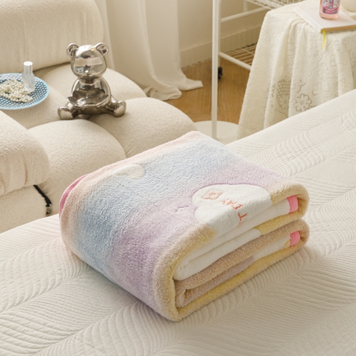 91家纺网 家纺一手货源 找家纺 慕尚2022新款雪花绒毛毯印花牛奶绒盖毯沙发午睡毯子梦幻彩虹