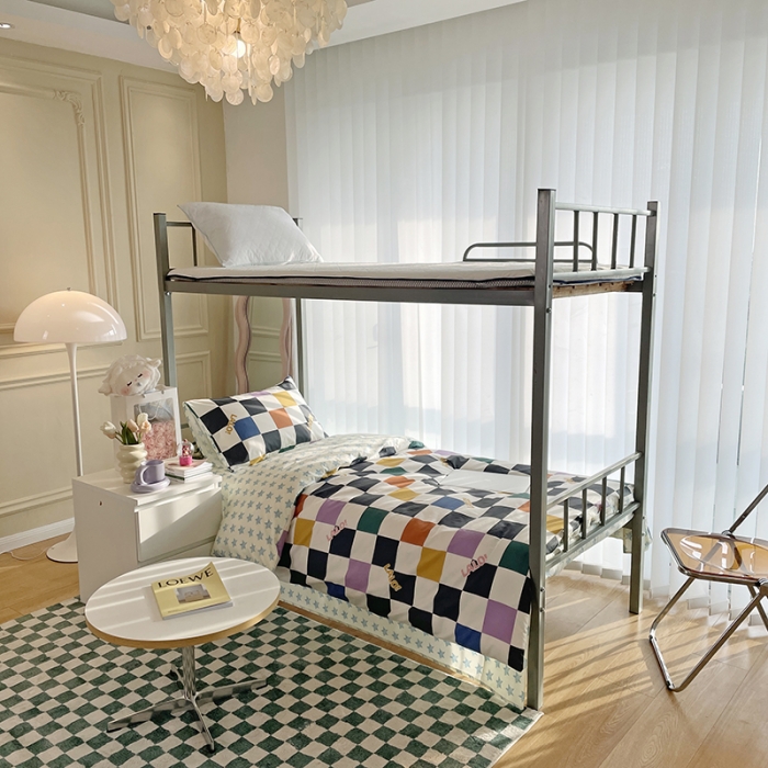 91家纺网 家纺一手货源 找家纺 千朵 2022新款正宗13372全棉学生三件套套装 彩格