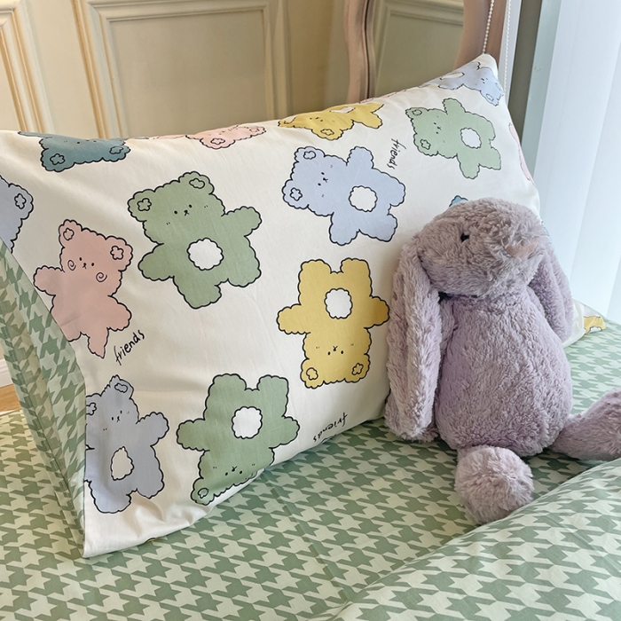 91家纺网 家纺一手货源 找家纺 千朵 2022新款正宗13372全棉学生三件套套装 米乐熊