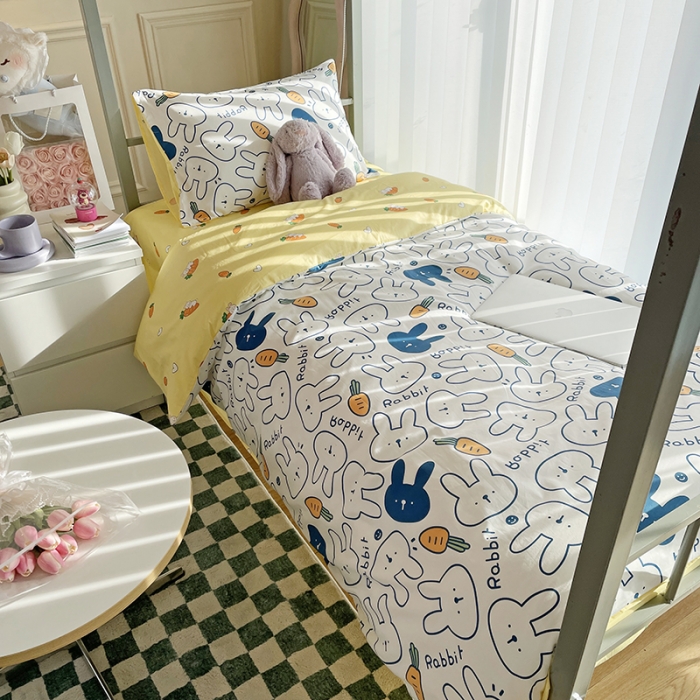 91家纺网 家纺一手货源 找家纺 千朵 2022新款正宗13372全棉学生三件套套装 皮皮兔