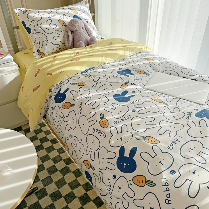 91家纺网 家纺一手货源 找家纺 千朵 2022新款正宗13372全棉学生三件套套装 皮皮兔