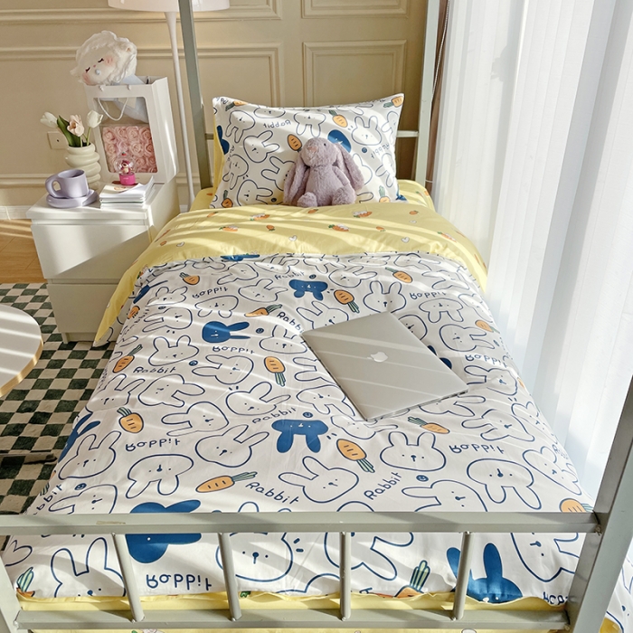 91家纺网 家纺一手货源 找家纺 千朵 2022新款正宗13372全棉学生三件套套装 皮皮兔