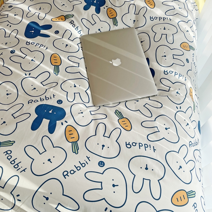 91家纺网 家纺一手货源 找家纺 千朵 2022新款正宗13372全棉学生三件套套装 皮皮兔