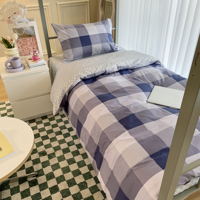 91家纺网 家纺一手货源 找家纺 千朵 2022新款正宗13372全棉学生三件套套装 塞纳清晨