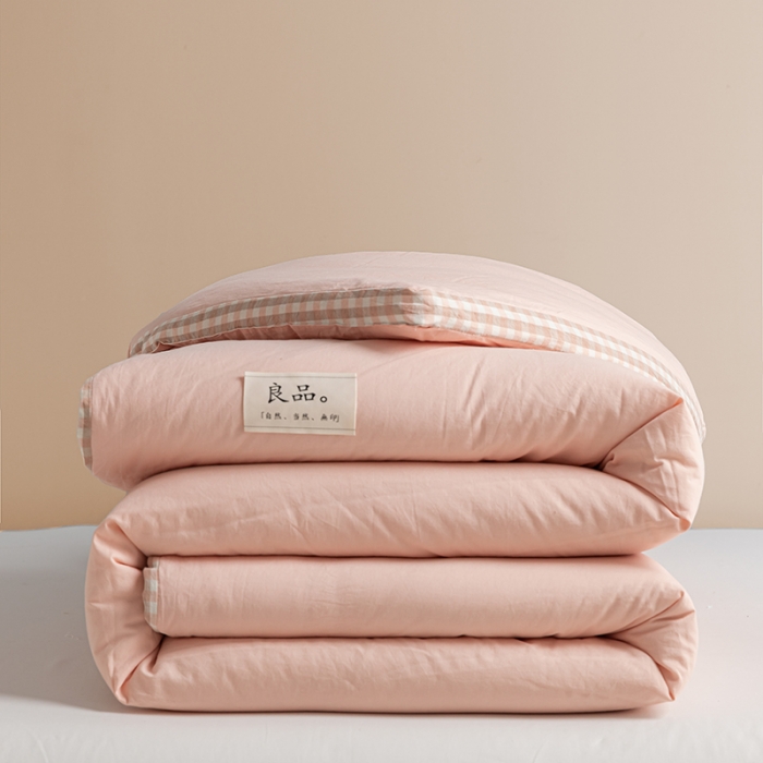 91家纺网 家纺一手货源 找家纺 子由 2022新款无印风棋盘格立体边冬被 棋盘格-浅粉