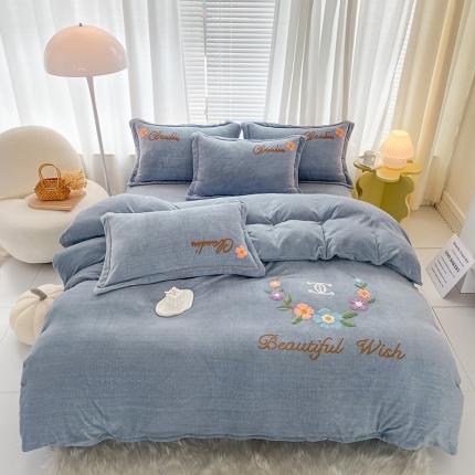 91家纺网 家纺一手货源 找家纺 （总）云锦2022新款肌理纹高克重200克牛奶绒毛巾绣四件套