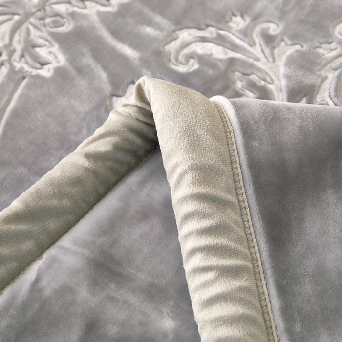 91家纺网 家纺一手货源 找家纺 新款压花毛毯毯子 CC-623 压花毯(浅灰)