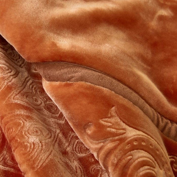 91家纺网 家纺一手货源 找家纺 新款压花毛毯毯子 CC-623 压花毯(油棕)