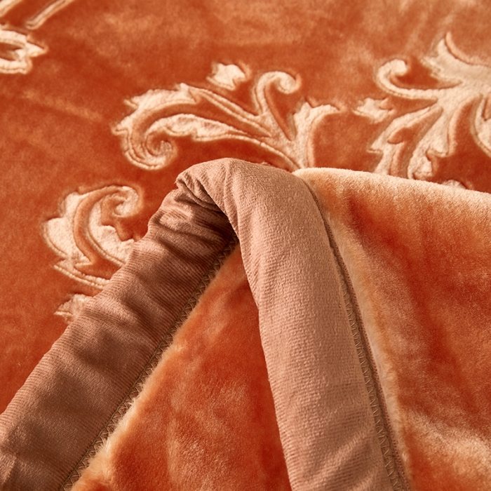 91家纺网 家纺一手货源 找家纺 新款压花毛毯毯子 CC-623 压花毯(油棕)