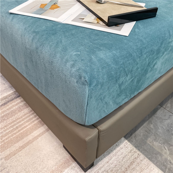 91家纺网 家纺一手货源 找家纺 古吉梦 2022年新款牛奶绒纯色床笠三件套 牛奶绒床笠-宾利蓝