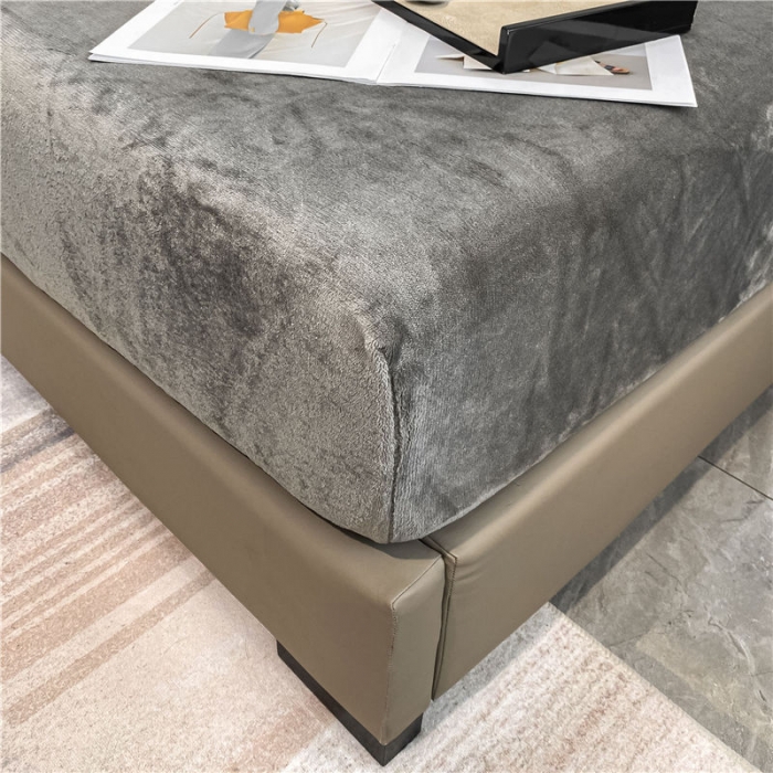 91家纺网 家纺一手货源 找家纺 古吉梦 2022年新款牛奶绒纯色床笠三件套 牛奶绒床笠-高级灰