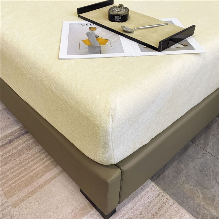 91家纺网 家纺一手货源 找家纺 古吉梦 2022年新款牛奶绒纯色床笠三件套 牛奶绒床笠-奶白