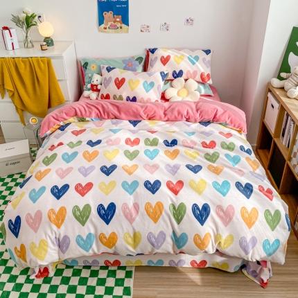 91家纺网 家纺一手货源 找家纺 （总）西引力 2023新款加厚印花牛奶绒四件套法莱绒单被套直播