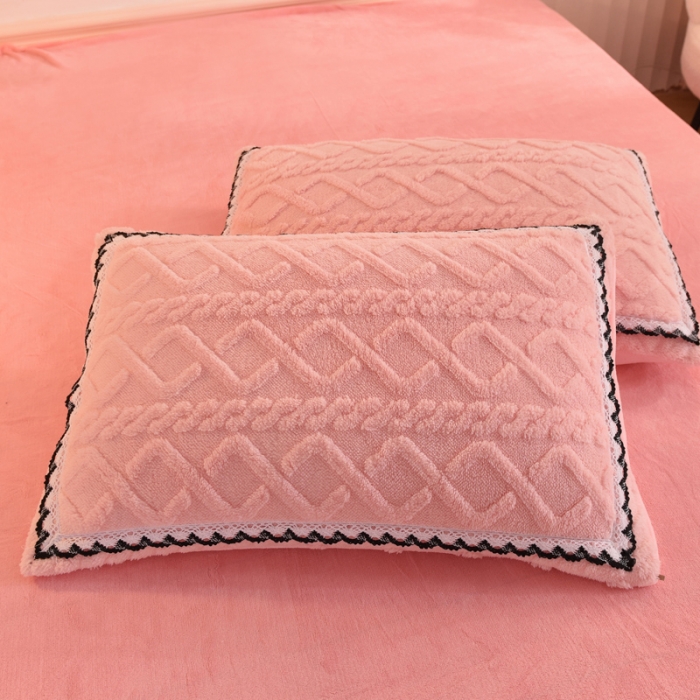 91家纺网 家纺一手货源 找家纺 绒兔兔 2022新款秋冬舒棉绒韩版床裙床单四件套 玫瑰粉