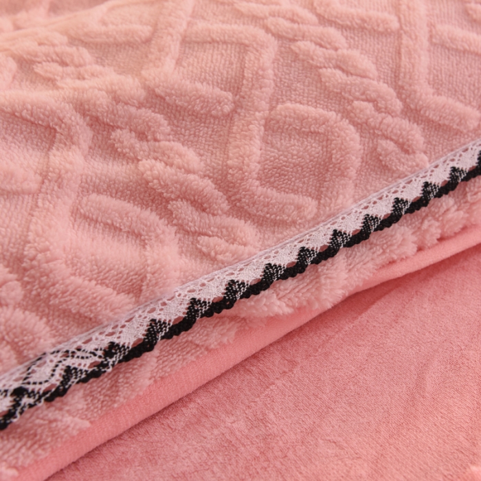 91家纺网 家纺一手货源 找家纺 绒兔兔 2022新款秋冬舒棉绒韩版床裙床单四件套 玫瑰粉