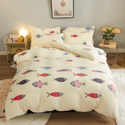 91家纺网 家纺一手货源 找家纺 被多多 2022新款雪花绒印花被套 海底世界