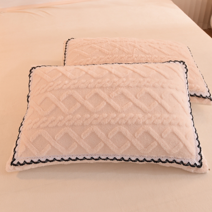 91家纺网 家纺一手货源 找家纺 绒兔兔 2022新款秋冬舒棉绒韩版床裙床单四件套 樱花粉