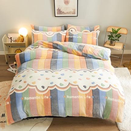 被多多 2022新款雪花绒印花被套 爱心彩虹