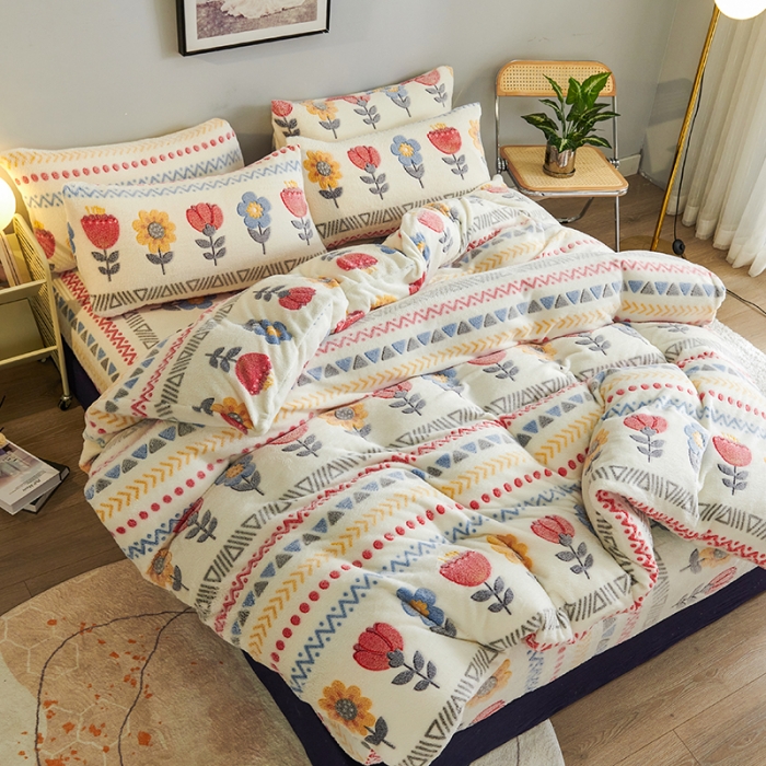 91家纺网 家纺一手货源 找家纺 被多多 2022新款雪花绒印花被套 波西米亚