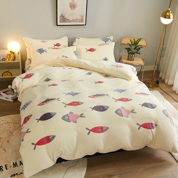 91家纺网 家纺一手货源 找家纺 被多多 2022新款雪花绒印花被套 海底世界