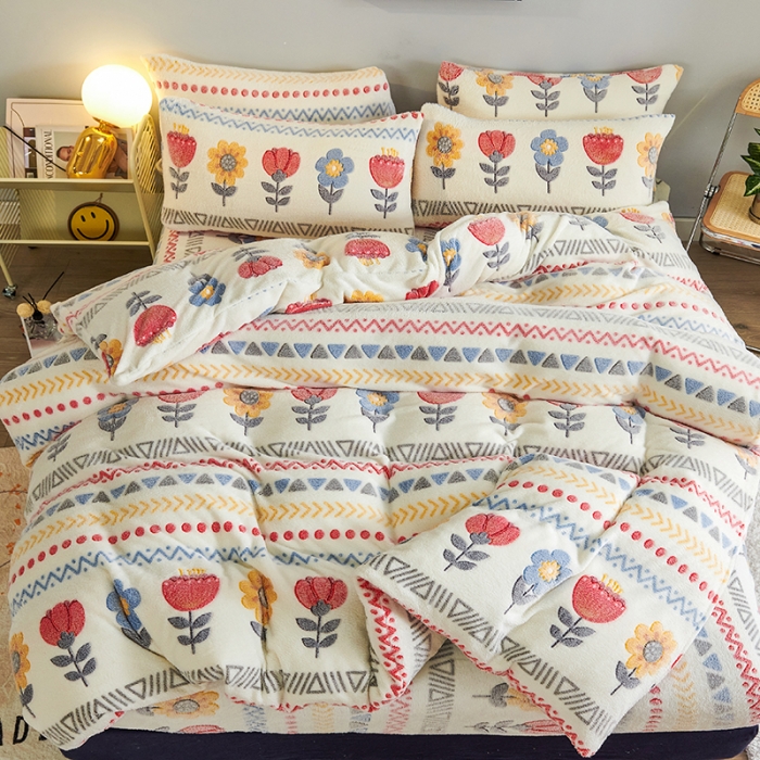 91家纺网 家纺一手货源 找家纺 被多多 2022新款雪花绒印花被套 波西米亚