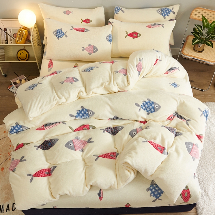 91家纺网 家纺一手货源 找家纺 被多多 2022新款雪花绒印花被套 海底世界