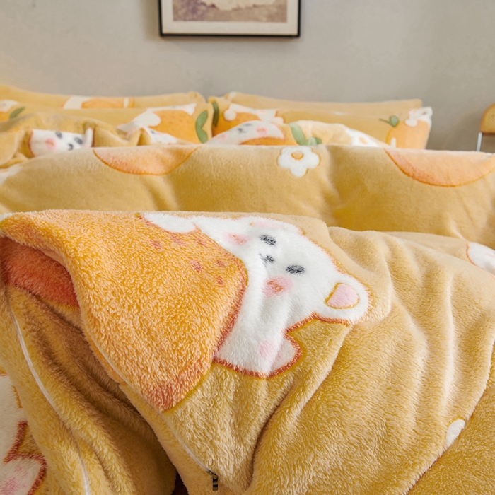 91家纺网 家纺一手货源 找家纺 被多多 2022新款雪花绒印花被套 萌萌兔