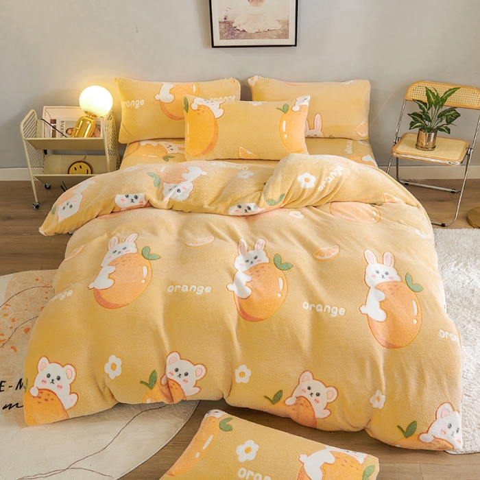 91家纺网 家纺一手货源 找家纺 被多多 2022新款雪花绒印花被套 萌萌兔