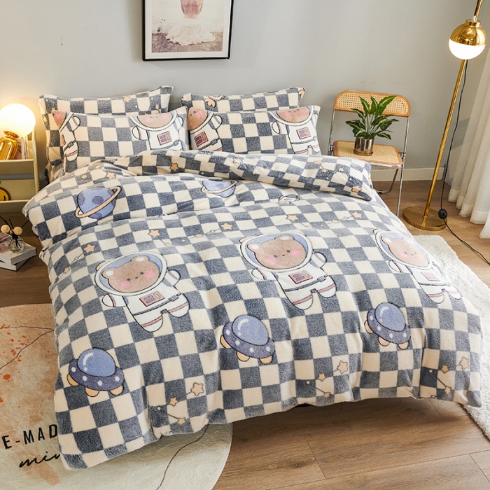 91家纺网 家纺一手货源 找家纺 被多多 2022新款雪花绒印花被套 太空漫游