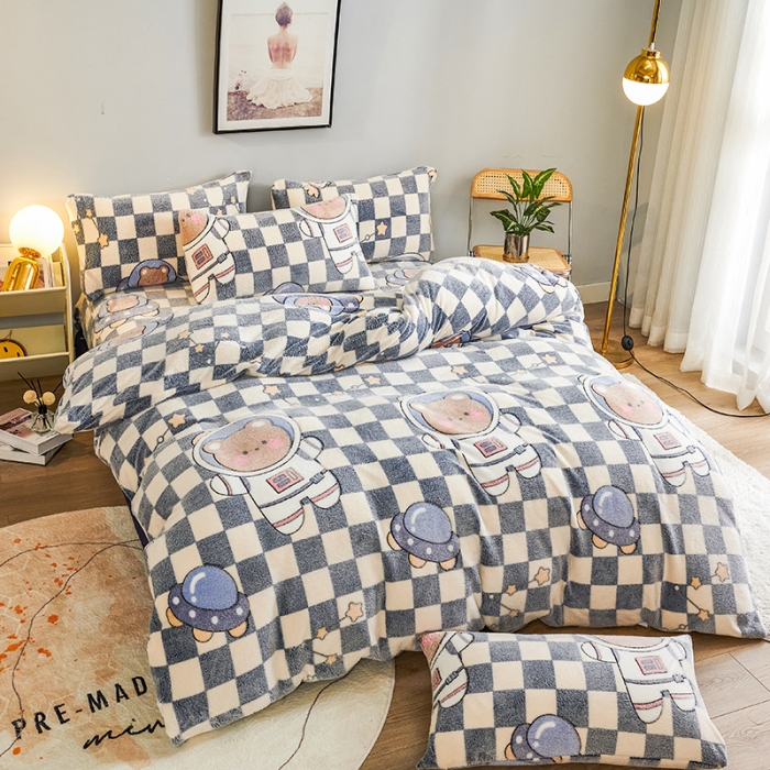 91家纺网 家纺一手货源 找家纺 被多多 2022新款雪花绒印花被套 太空漫游