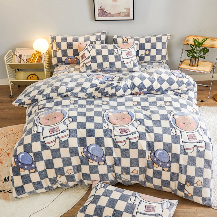 91家纺网 家纺一手货源 找家纺 被多多 2022新款雪花绒印花被套 太空漫游