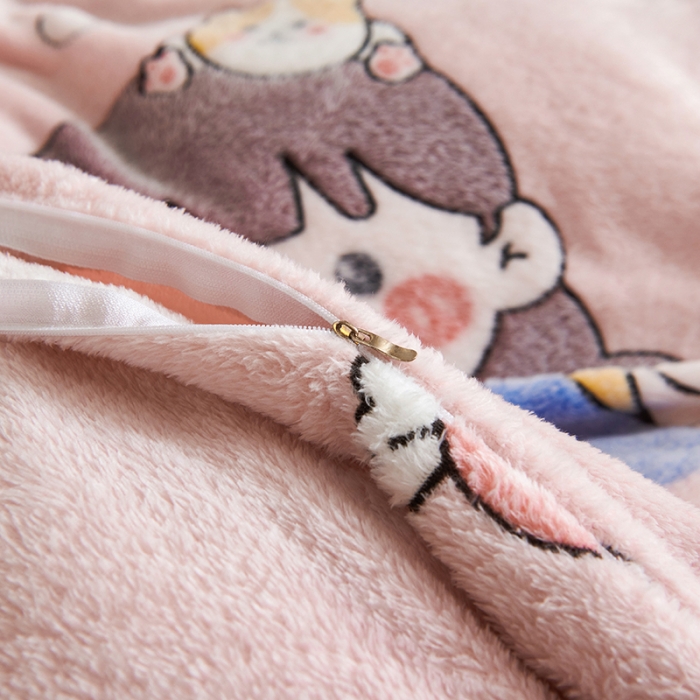 91家纺网 家纺一手货源 找家纺 被多多 2022新款雪花绒印花被套 樱桃女孩