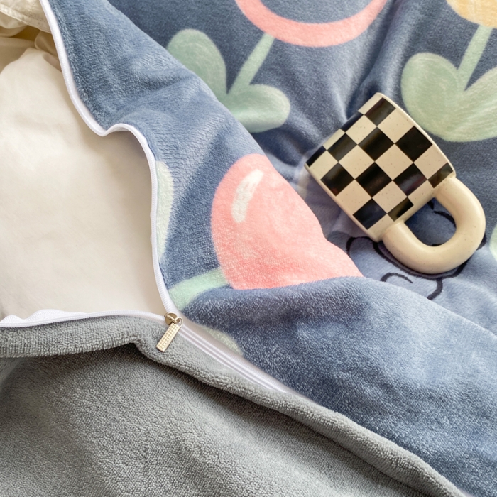 91家纺网 家纺一手货源 找家纺 西引力 2022印花小清新牛奶绒四件套法莱绒单被套 熊出没